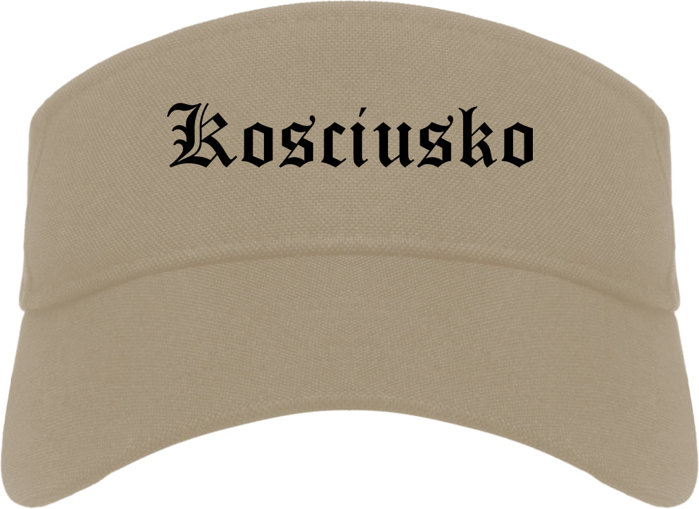 Kosciusko Mississippi MS Old English Mens Visor Cap Hat Khaki