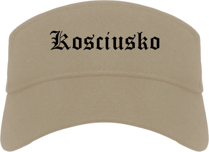 Kosciusko Mississippi MS Old English Mens Visor Cap Hat Khaki