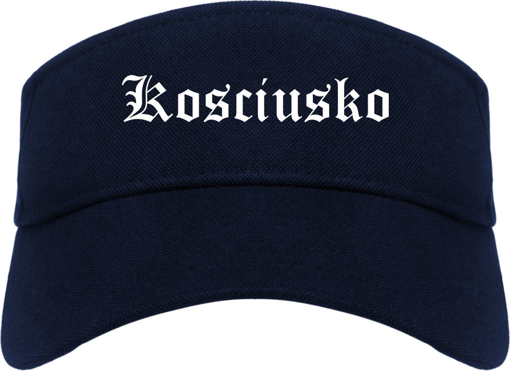 Kosciusko Mississippi MS Old English Mens Visor Cap Hat Navy Blue