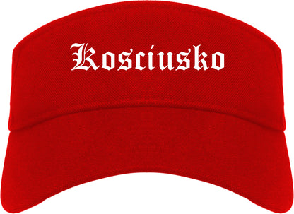 Kosciusko Mississippi MS Old English Mens Visor Cap Hat Red