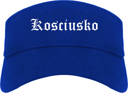 Kosciusko Mississippi MS Old English Mens Visor Cap Hat Royal Blue