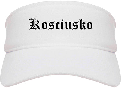 Kosciusko Mississippi MS Old English Mens Visor Cap Hat White