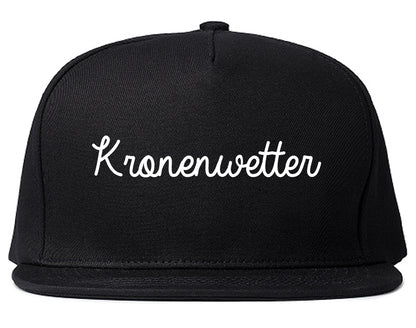 Kronenwetter Wisconsin WI Script Mens Snapback Hat Black