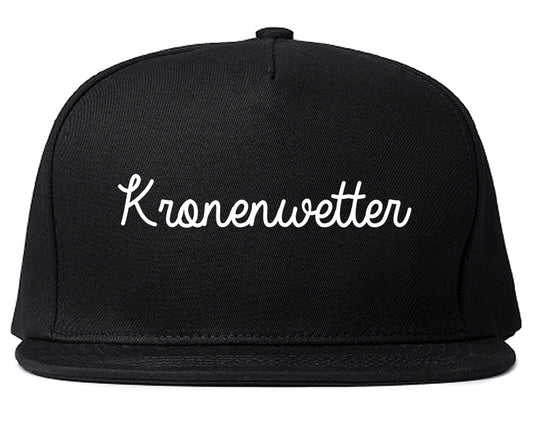 Kronenwetter Wisconsin WI Script Mens Snapback Hat Black