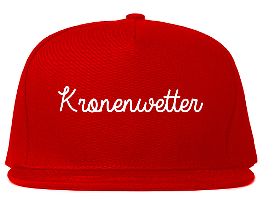 Kronenwetter Wisconsin WI Script Mens Snapback Hat Red
