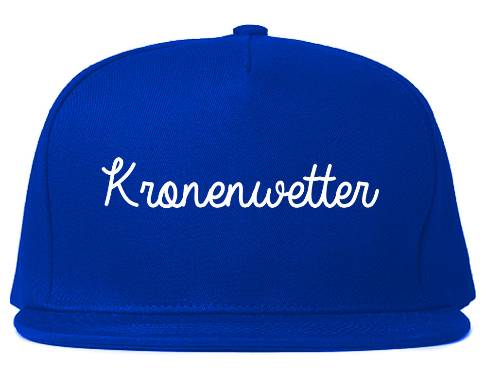 Kronenwetter Wisconsin WI Script Mens Snapback Hat Royal Blue