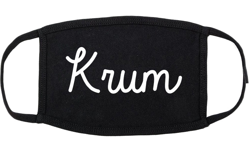 Krum Texas TX Script Cotton Face Mask Black