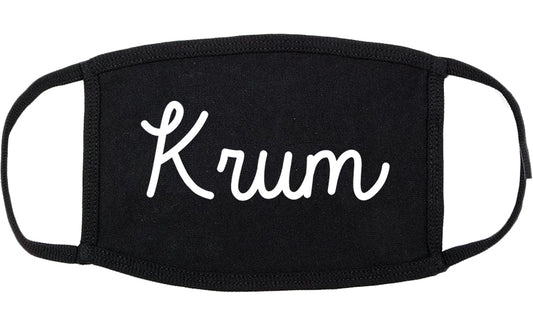 Krum Texas TX Script Cotton Face Mask Black