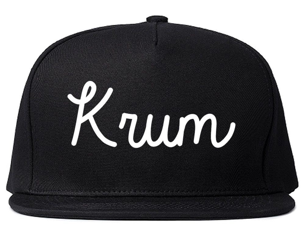 Krum Texas TX Script Mens Snapback Hat Black