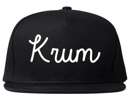 Krum Texas TX Script Mens Snapback Hat Black