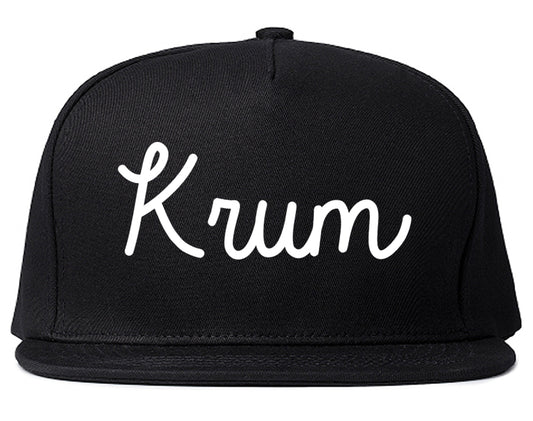 Krum Texas TX Script Mens Snapback Hat Black