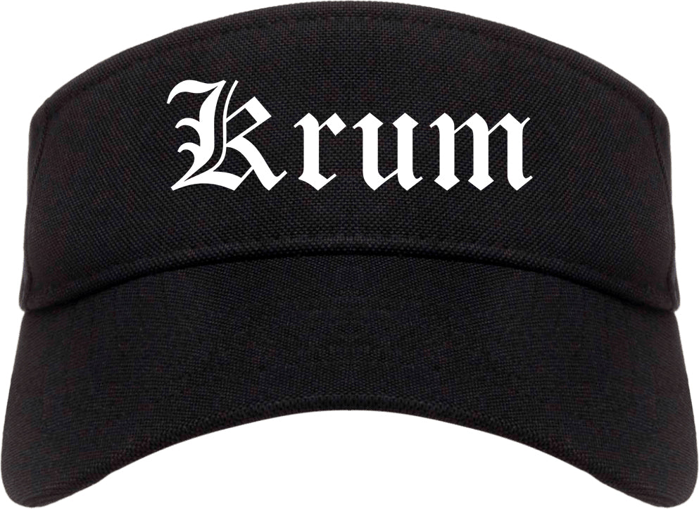 Krum Texas TX Old English Mens Visor Cap Hat Black