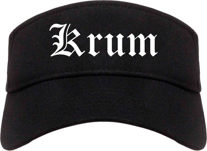 Krum Texas TX Old English Mens Visor Cap Hat Black