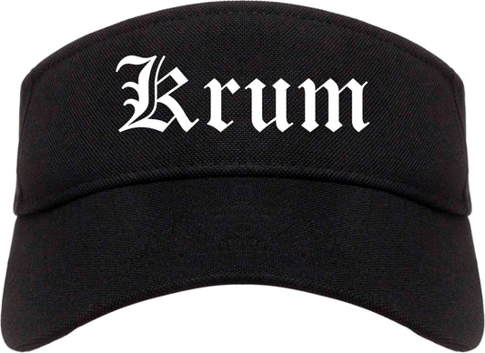 Krum Texas TX Old English Mens Visor Cap Hat Black