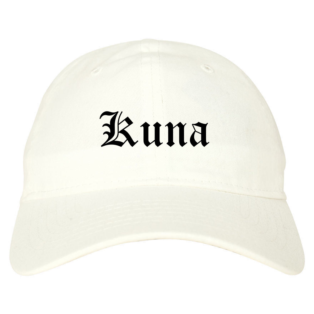 Kuna Idaho ID Old English Mens Dad Hat Baseball Cap White