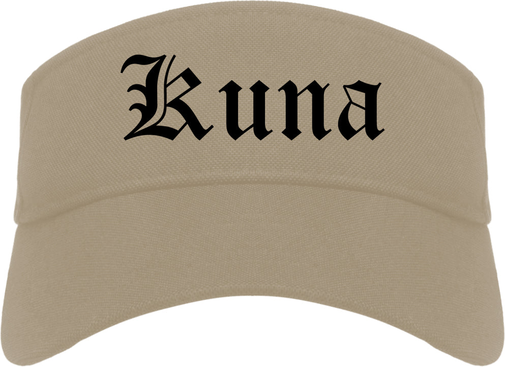 Kuna Idaho ID Old English Mens Visor Cap Hat Khaki