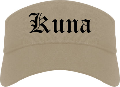 Kuna Idaho ID Old English Mens Visor Cap Hat Khaki