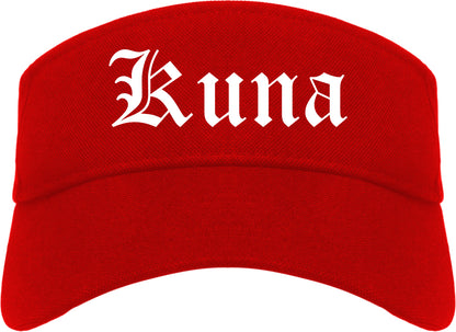 Kuna Idaho ID Old English Mens Visor Cap Hat Red