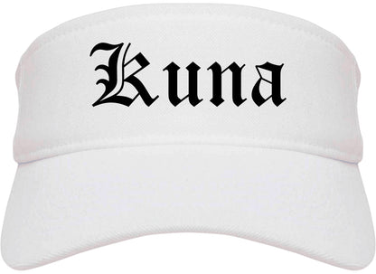 Kuna Idaho ID Old English Mens Visor Cap Hat White