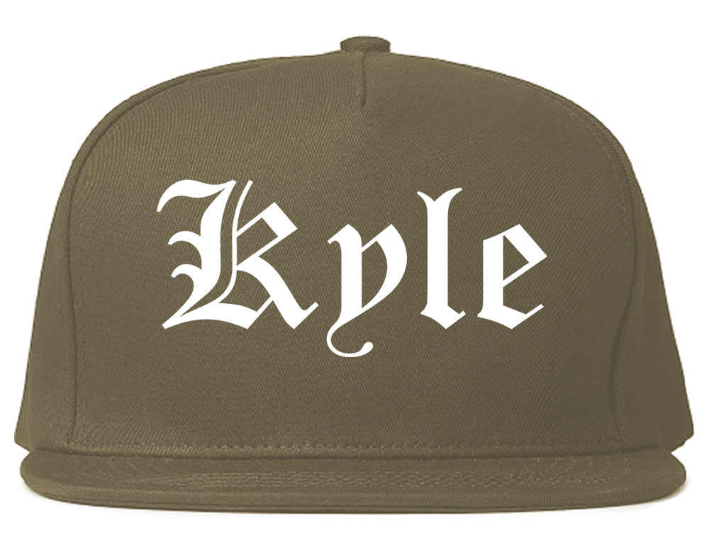 Kyle Texas TX Old English Mens Snapback Hat Grey