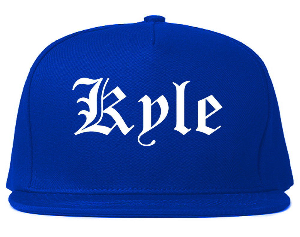 Kyle Texas TX Old English Mens Snapback Hat Royal Blue