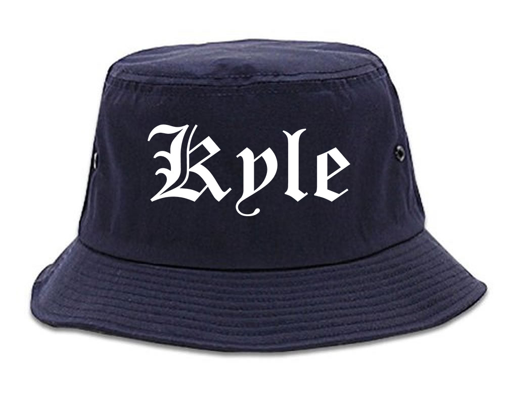 Kyle Texas TX Old English Mens Bucket Hat Navy Blue