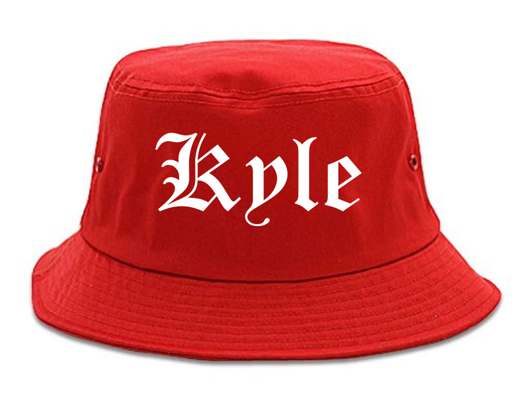Kyle Texas TX Old English Mens Bucket Hat Red