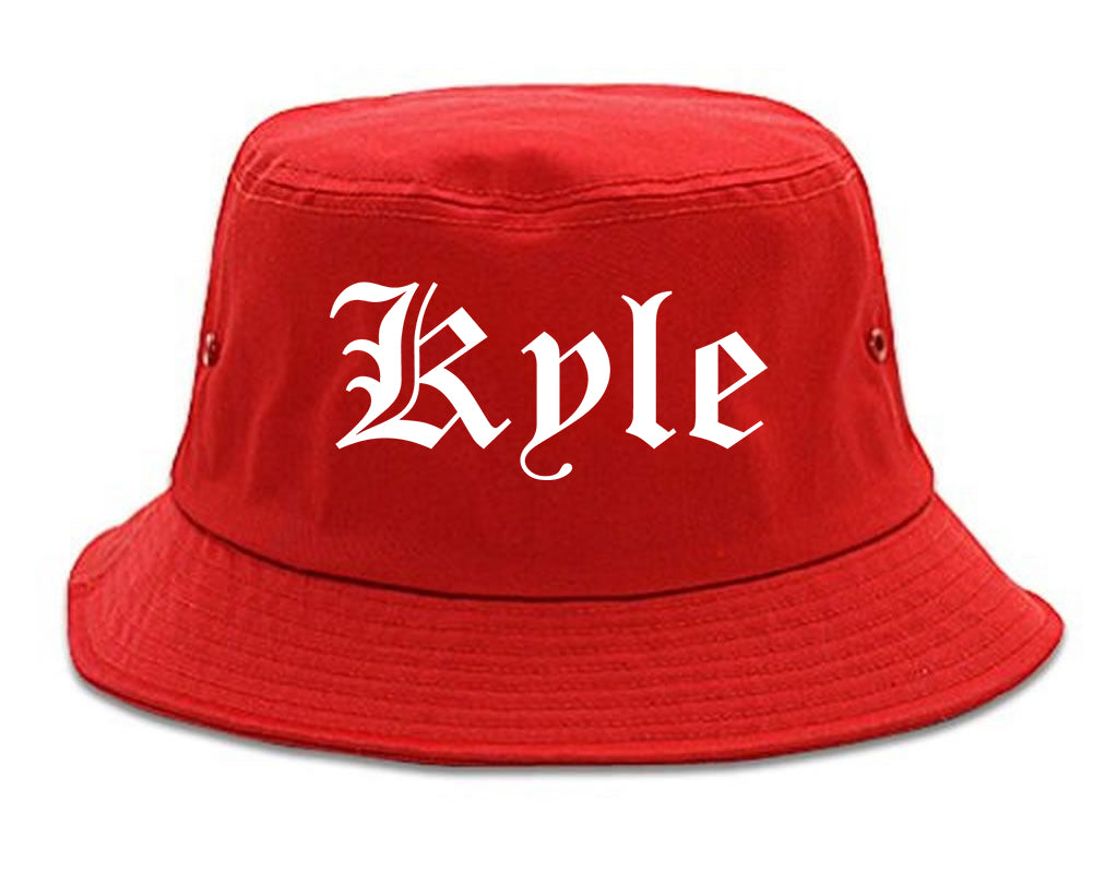 Kyle Texas TX Old English Mens Bucket Hat Red