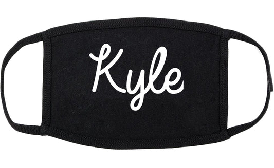 Kyle Texas TX Script Cotton Face Mask Black