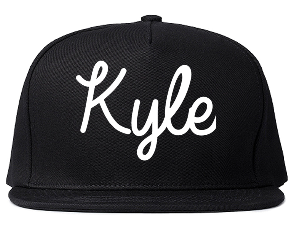 Kyle Texas TX Script Mens Snapback Hat Black