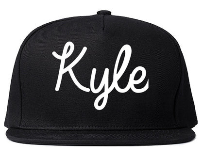 Kyle Texas TX Script Mens Snapback Hat Black