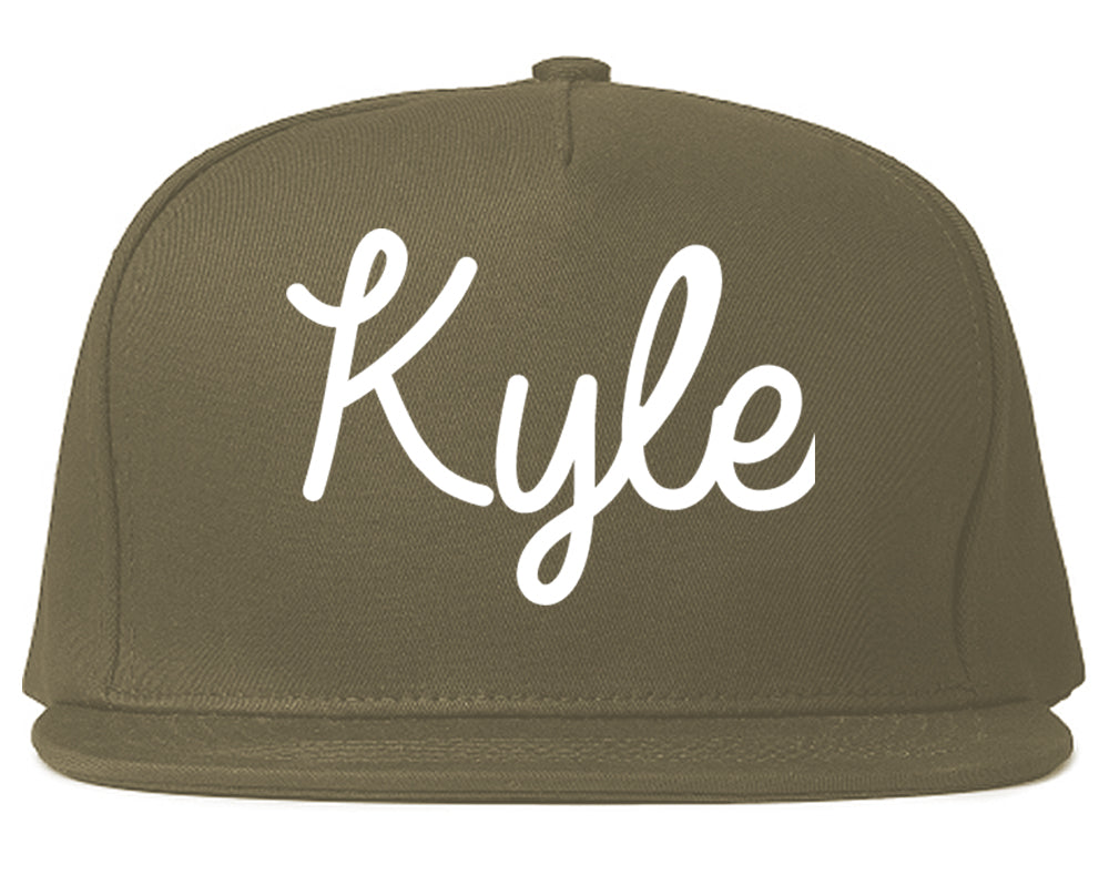 Kyle Texas TX Script Mens Snapback Hat Grey
