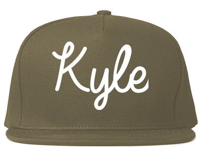 Kyle Texas TX Script Mens Snapback Hat Grey