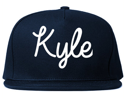Kyle Texas TX Script Mens Snapback Hat Navy Blue