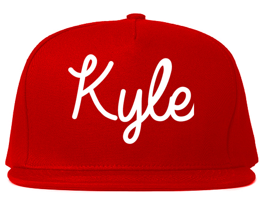 Kyle Texas TX Script Mens Snapback Hat Red