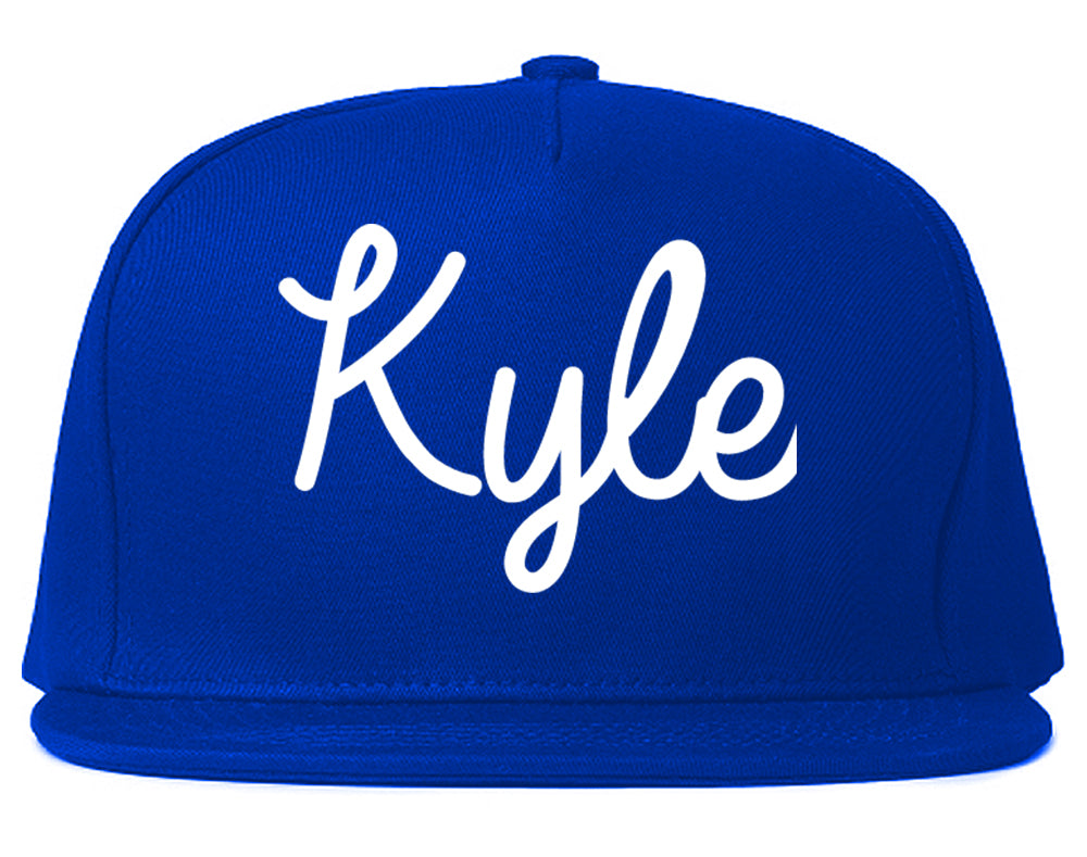Kyle Texas TX Script Mens Snapback Hat Royal Blue
