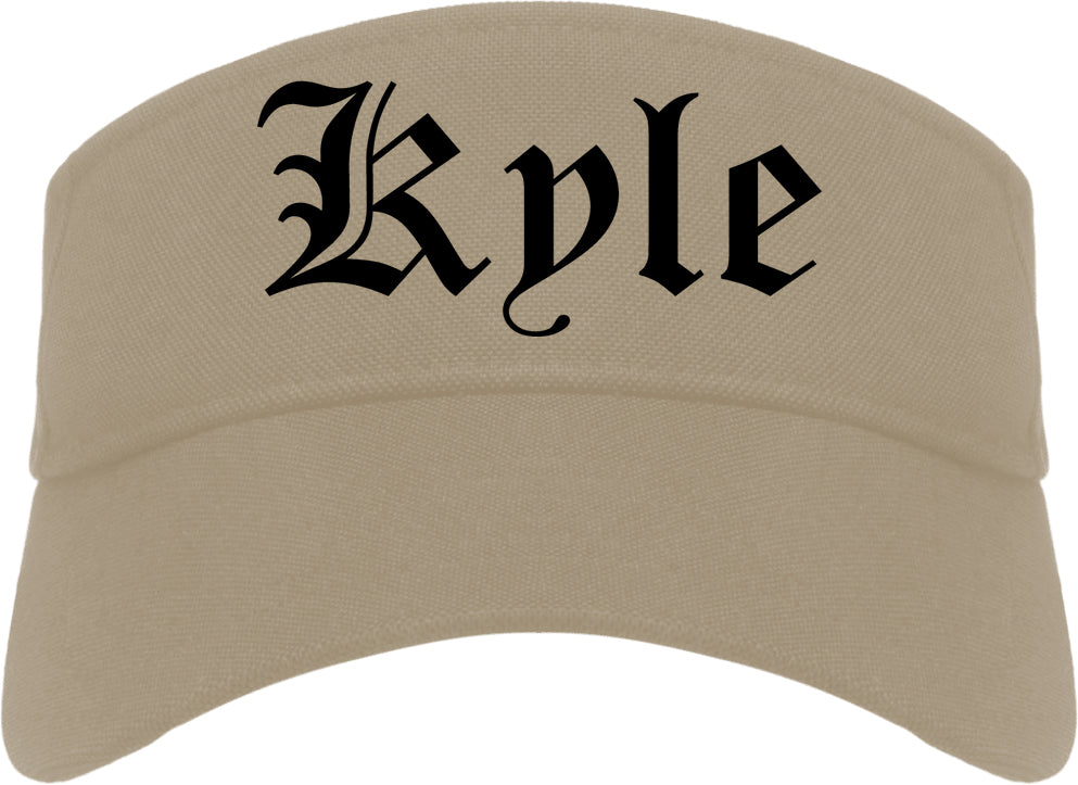 Kyle Texas TX Old English Mens Visor Cap Hat Khaki