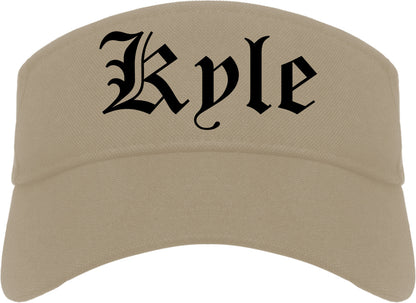 Kyle Texas TX Old English Mens Visor Cap Hat Khaki