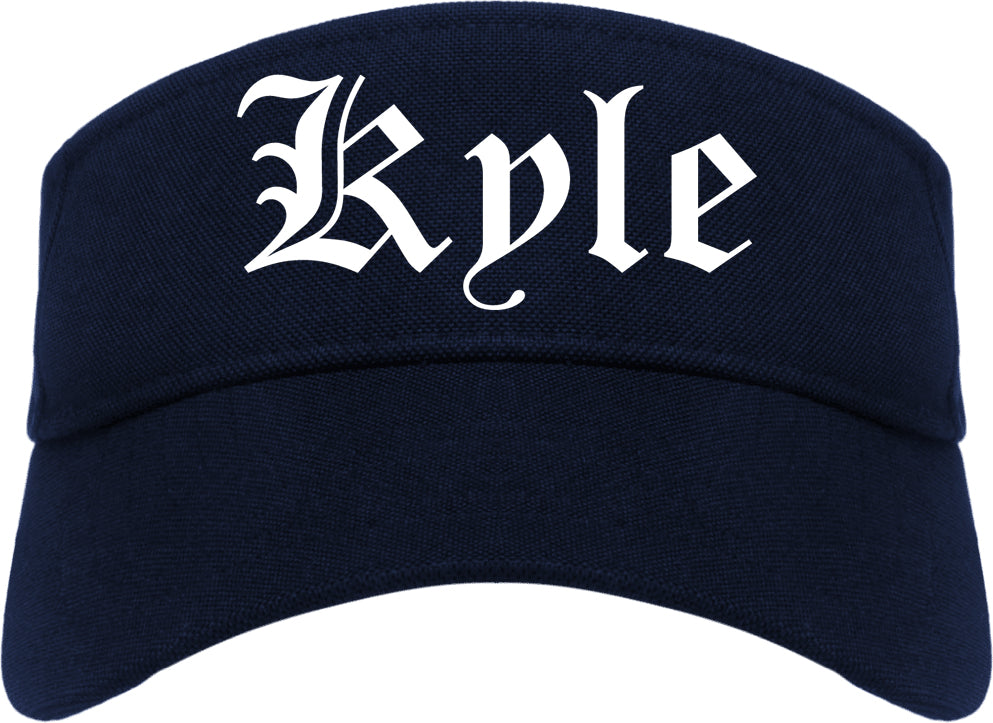 Kyle Texas TX Old English Mens Visor Cap Hat Navy Blue