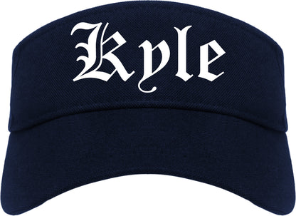 Kyle Texas TX Old English Mens Visor Cap Hat Navy Blue