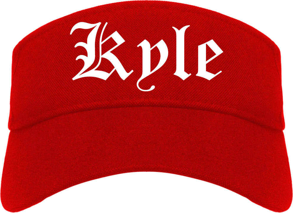 Kyle Texas TX Old English Mens Visor Cap Hat Red