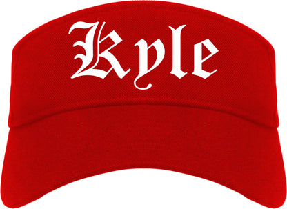 Kyle Texas TX Old English Mens Visor Cap Hat Red