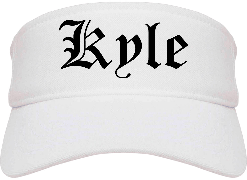 Kyle Texas TX Old English Mens Visor Cap Hat White