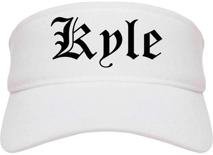 Kyle Texas TX Old English Mens Visor Cap Hat White