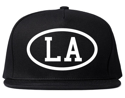 LA Los Angeles Oval Logo Mens Snapback Hat Black