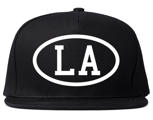 LA Los Angeles Oval Logo Mens Snapback Hat Black