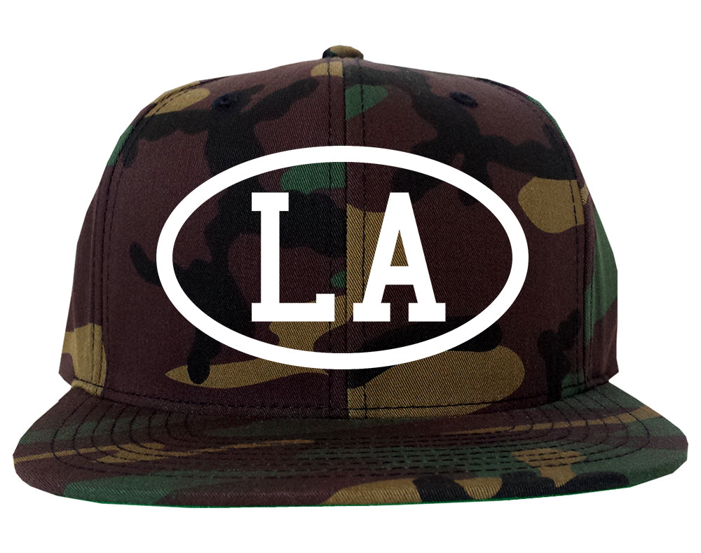 LA Los Angeles Oval Logo Mens Snapback Hat Camo
