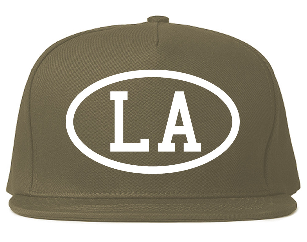 LA Los Angeles Oval Logo Mens Snapback Hat Grey
