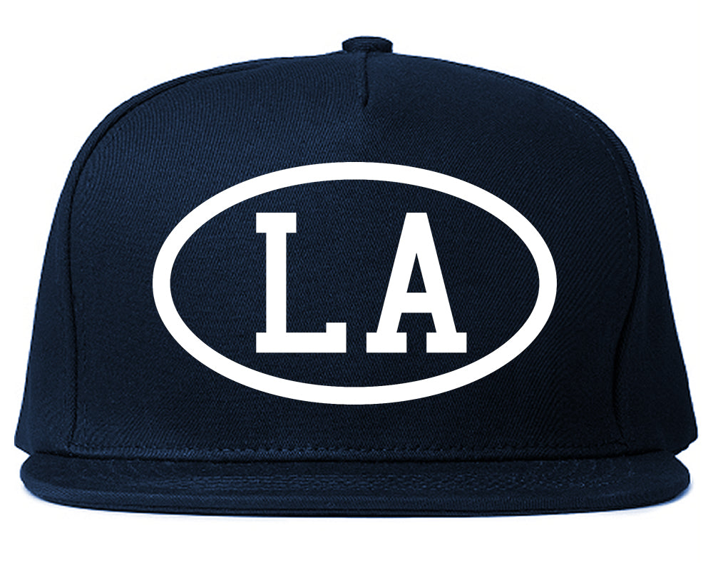 LA Los Angeles Oval Logo Mens Snapback Hat Navy Blue