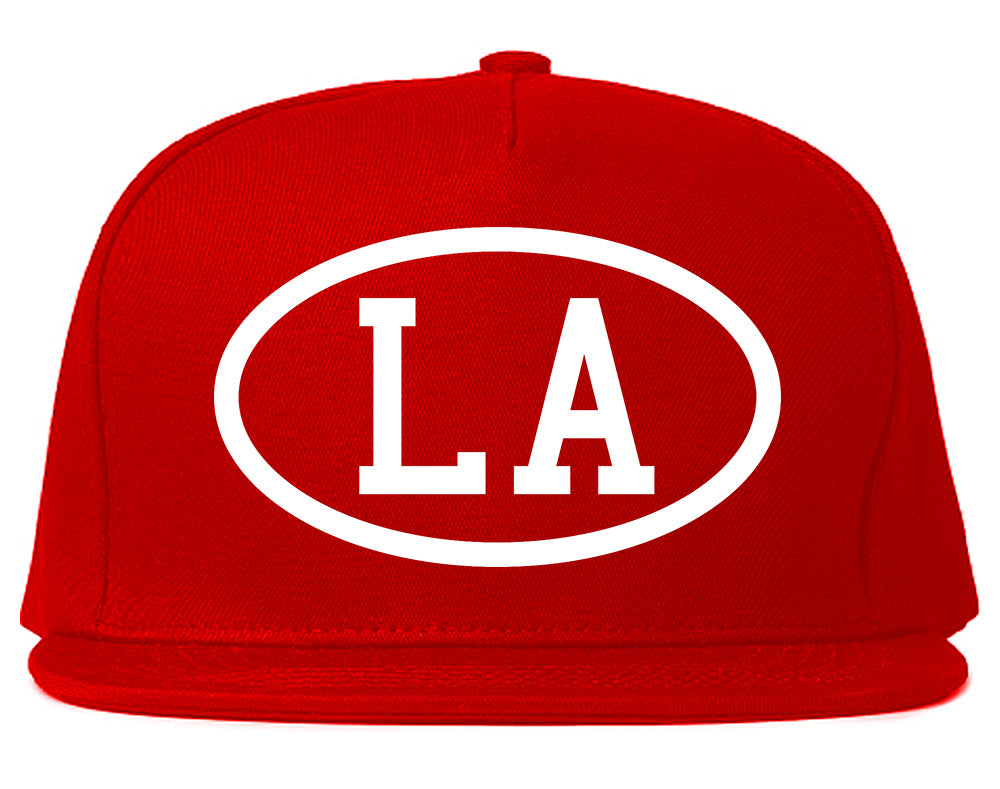 LA Los Angeles Oval Logo Mens Snapback Hat Red